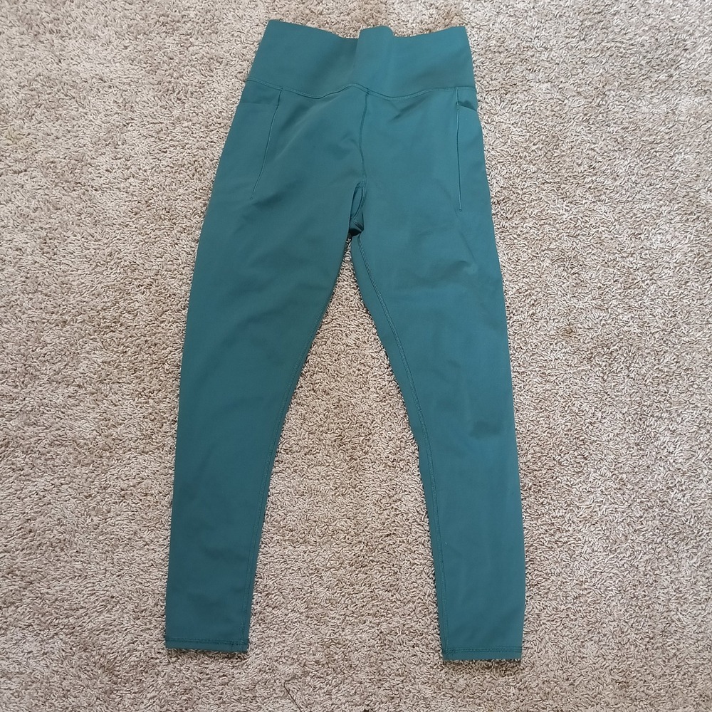 Linksoul Leggings Womens Medium Teal Excellent High Waisted Pockets LSW604